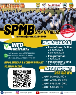 SISTEM PENERIMAAN MURID BARU (SPMB) SMPN 1 BOJA TAHUN 2025