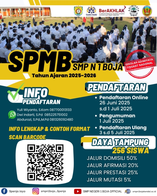 SISTEM PENERIMAAN MURID BARU (SPMB) SMPN 1 BOJA TAHUN 2025